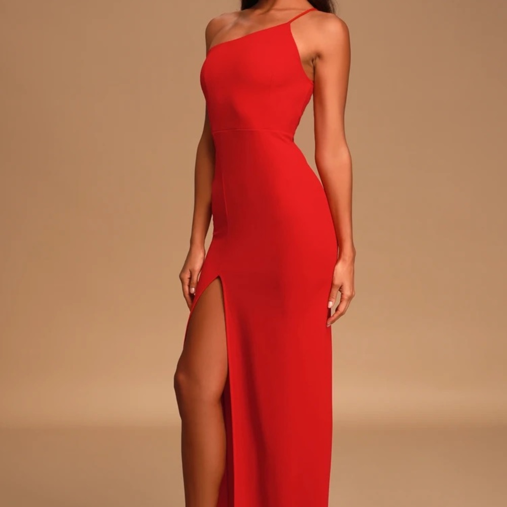 Lulu's Keeper of My Heart Red One-Shoulder Dress - Picture 2 of 6